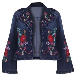 NWT Avani Del Amour Embroidered Denim Jacket XL
